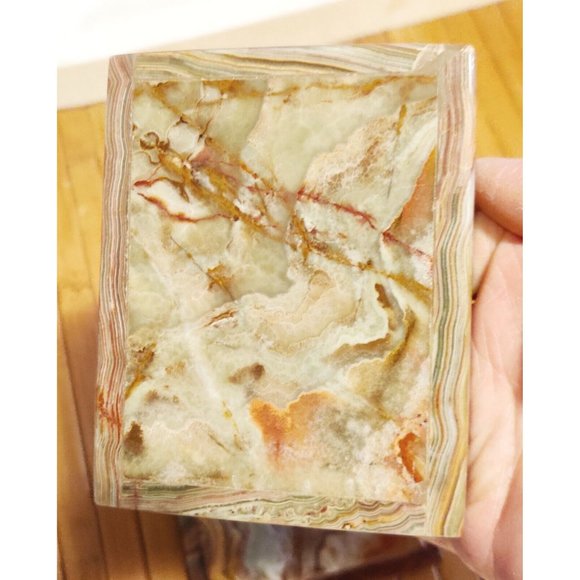 Vtg 1985 EDNA HIBEL Mother And Child Blood Stone Marble Artwork Trinket Box 3x4" - Picture 6 of 11